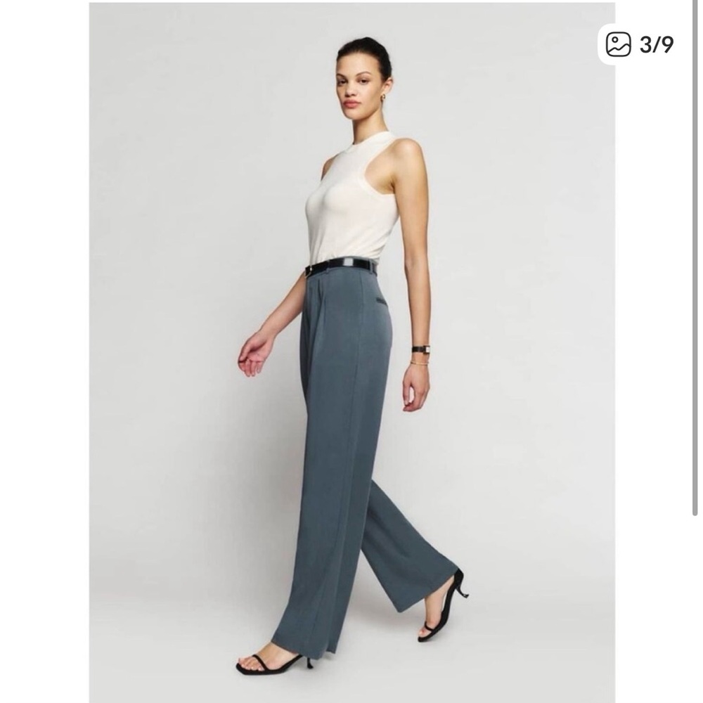 Reformation Slate Gray Blue Mason Pants 2P